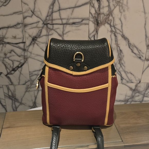 Dooney & Bourke awl Teton MultiColor Red Backpack All Weather Leather Green H512 - Picture 11 of 16